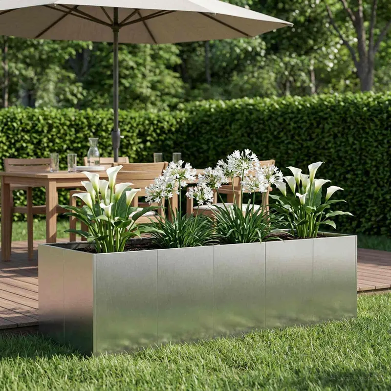 Vidaxl plantenbak zilver 200 x 80 x 60 cm roestvrij staal