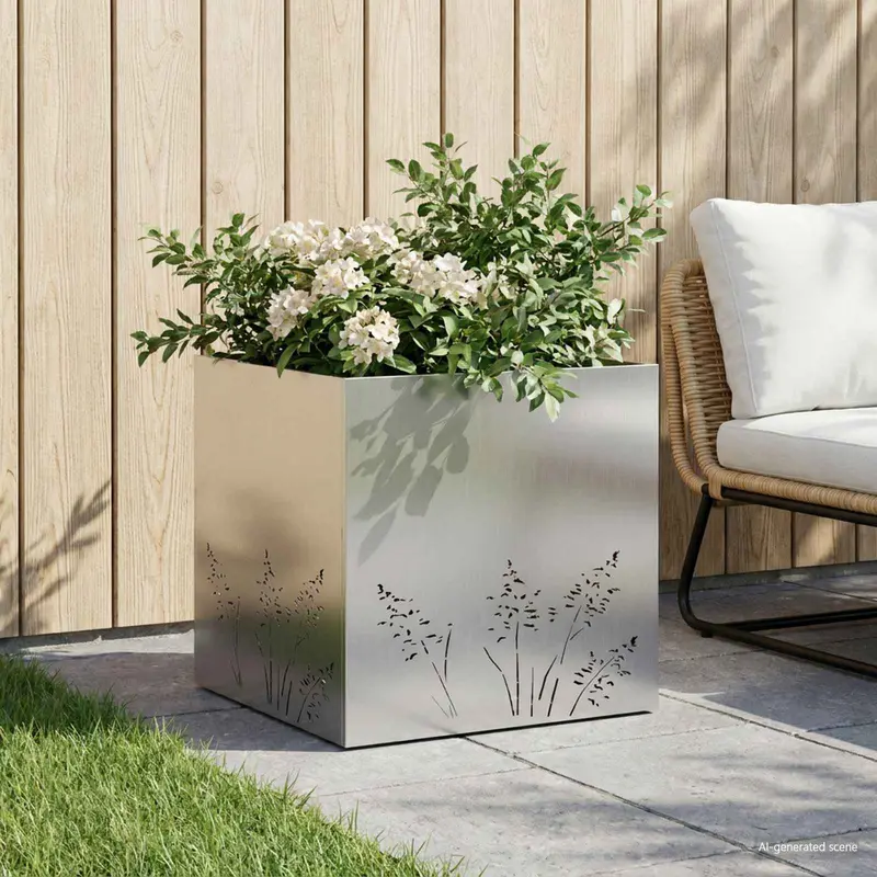 Vidaxl plantenbak zilver 50 x 50 x 49 cm gegalvaniseerd staal