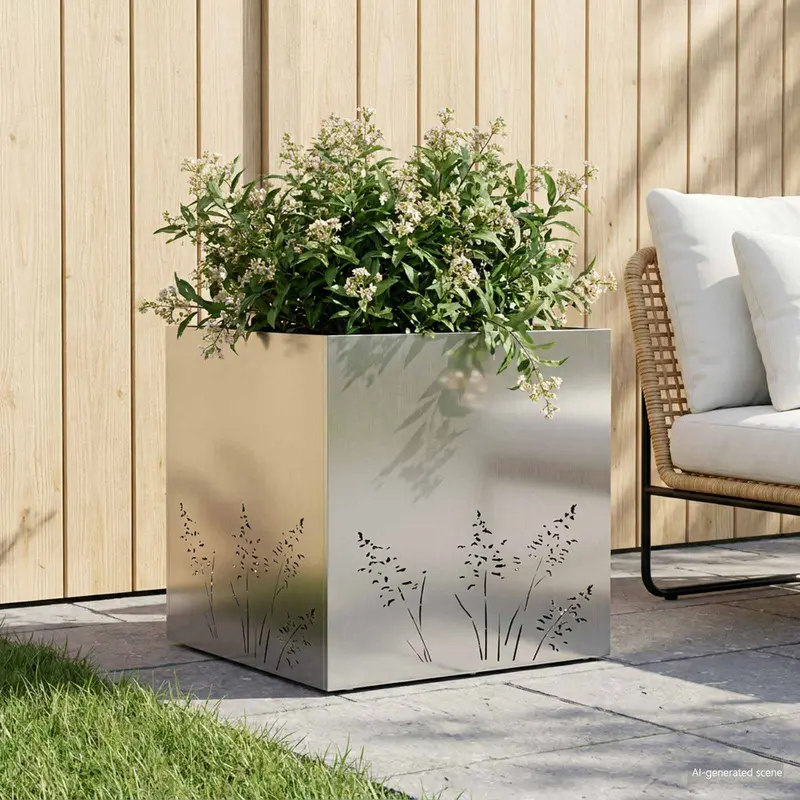 Vidaxl plantenbak zilver 50 x 50 x 49 cm roestvrij staal