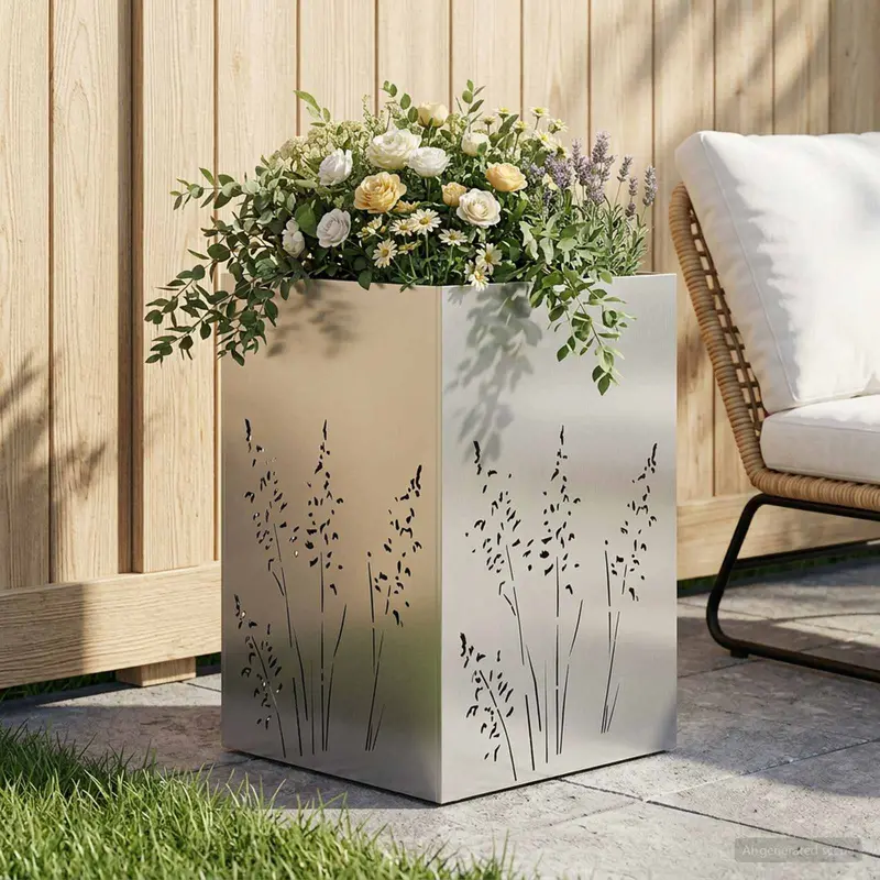 Vidaxl plantenbak zilver 50 x 50 x 75 cm roestvrij staal