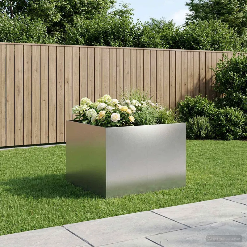 Vidaxl plantenbak zilver 80 x 80 x 60 cm roestvrij staal