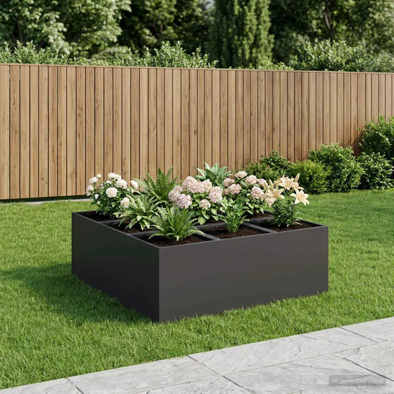 Vidaxl plantenbak zwart 100 x 100 x 20 cm koudgewalst staal