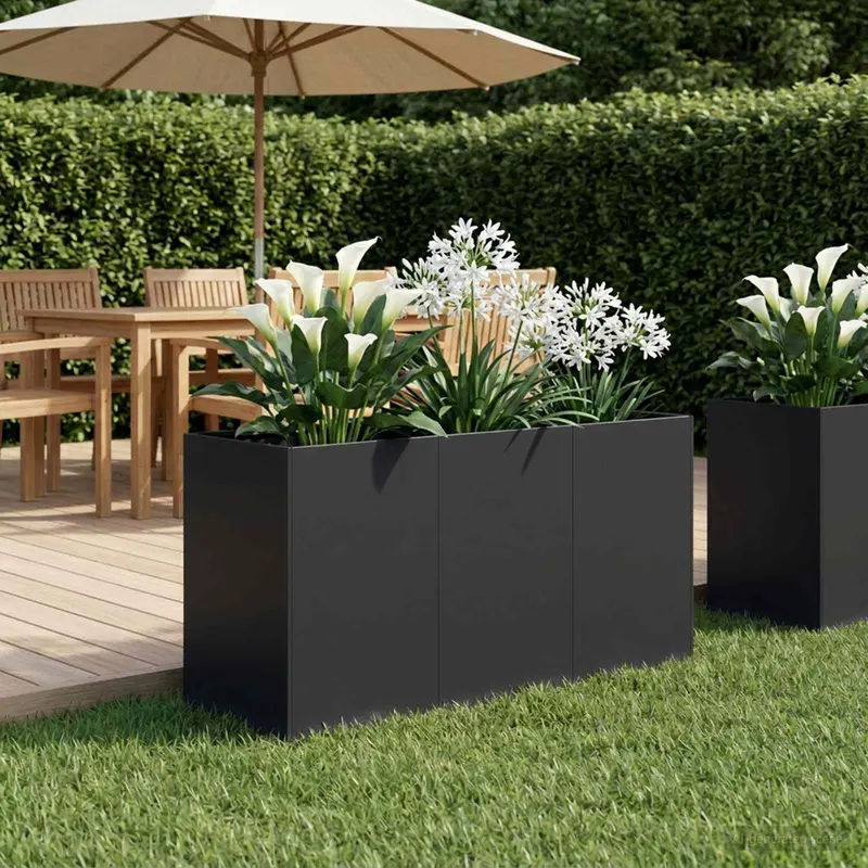 Vidaxl plantenbak zwart 120 x 40 x 60 cm koudgewalst staal