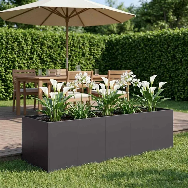 Vidaxl plantenbak zwart 200 x 80 x 60 cm koudgewalst staal