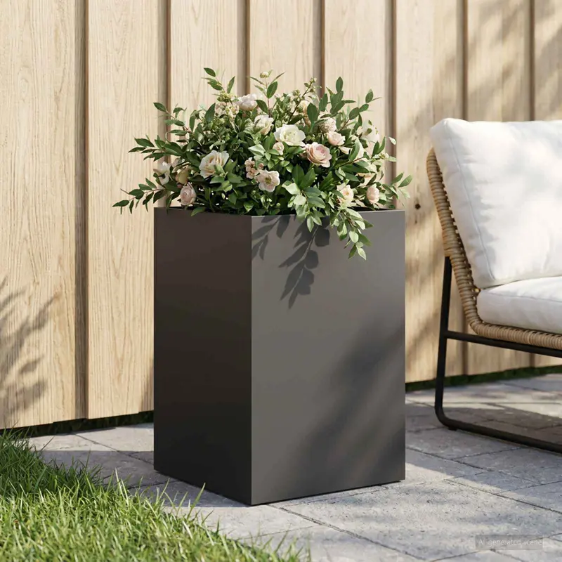Vidaxl plantenbak zwart 40 x 40 x 60 cm koudgewalst staal