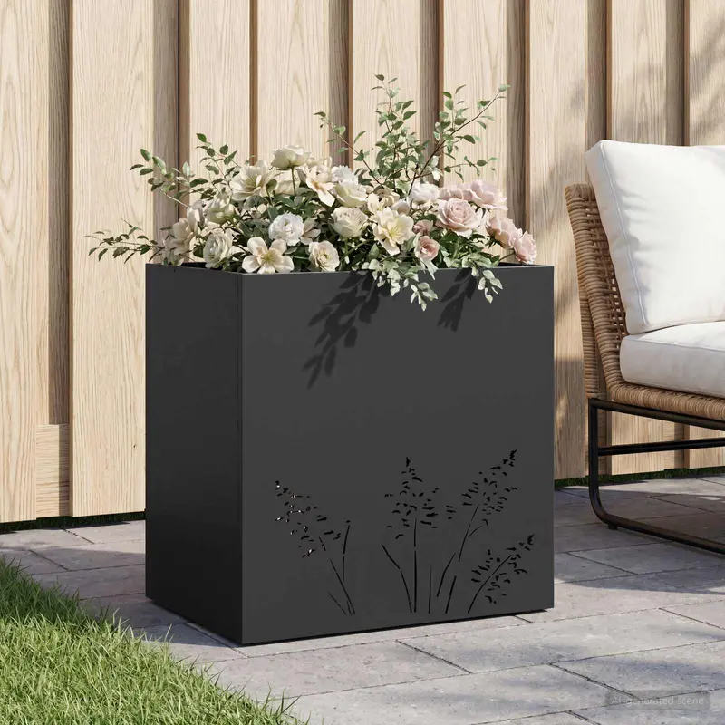 Vidaxl plantenbak zwart 50 x 30 x 49 cm koudgewalst staal