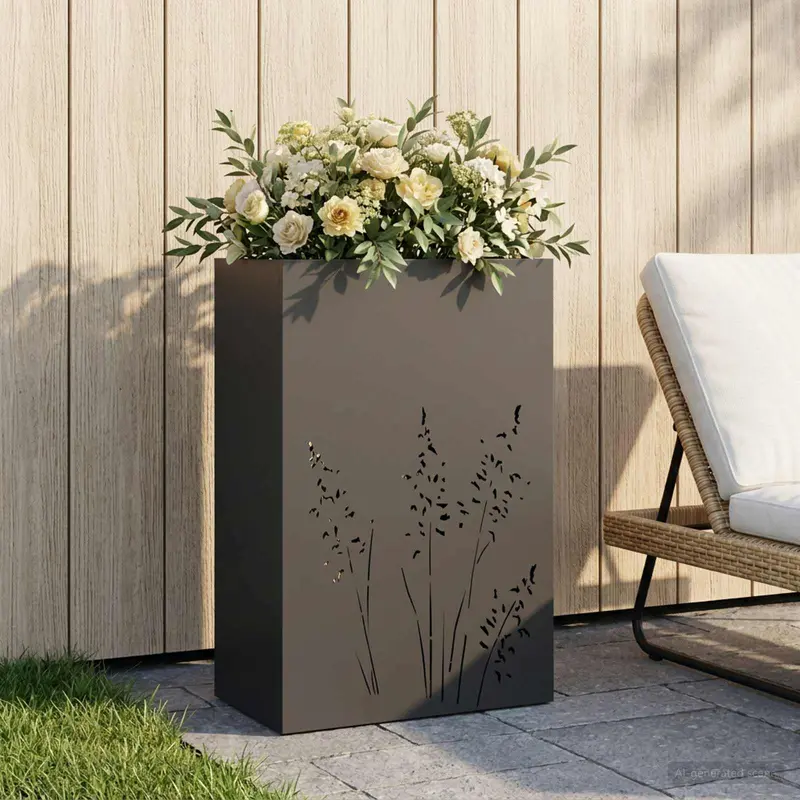 Vidaxl plantenbak zwart 50 x 30 x 75 cm koudgewalst staal