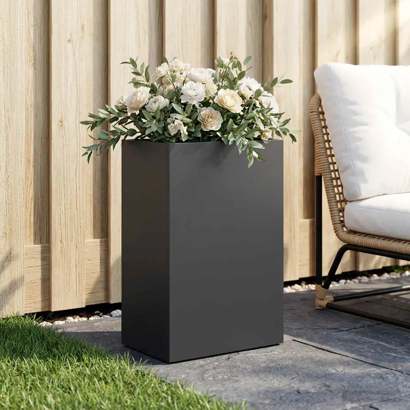 Vidaxl plantenbak zwart 50 x 40 x 75 cm koudgewalst staal