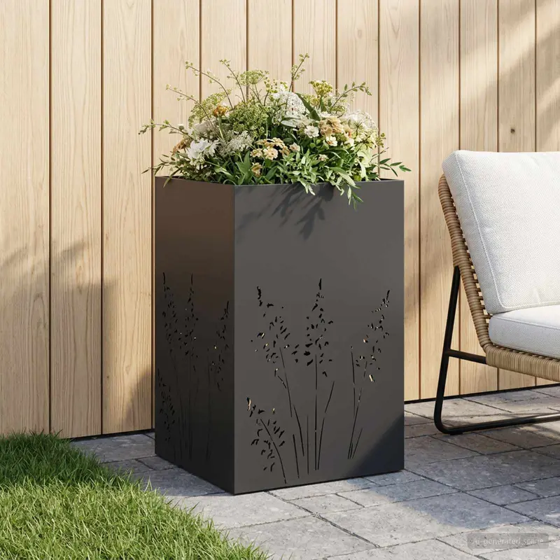 Vidaxl plantenbak zwart 50 x 50 x 75 cm koudgewalst staal