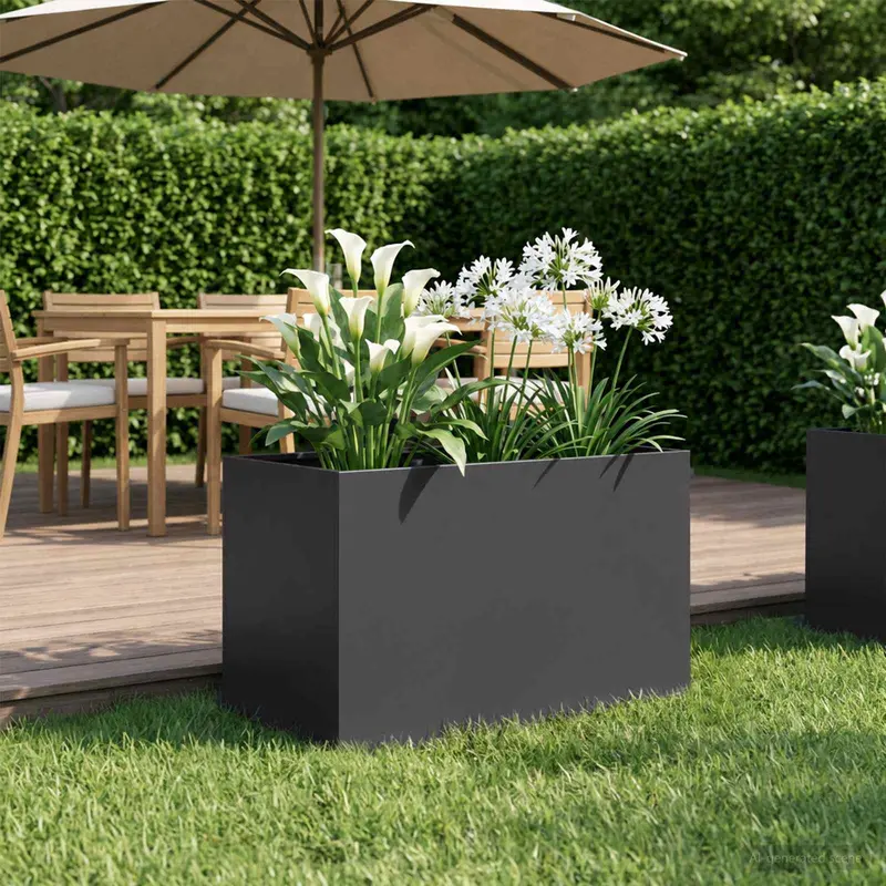 Vidaxl plantenbak zwart 60 x 40 x 40 cm koudgewalst staal