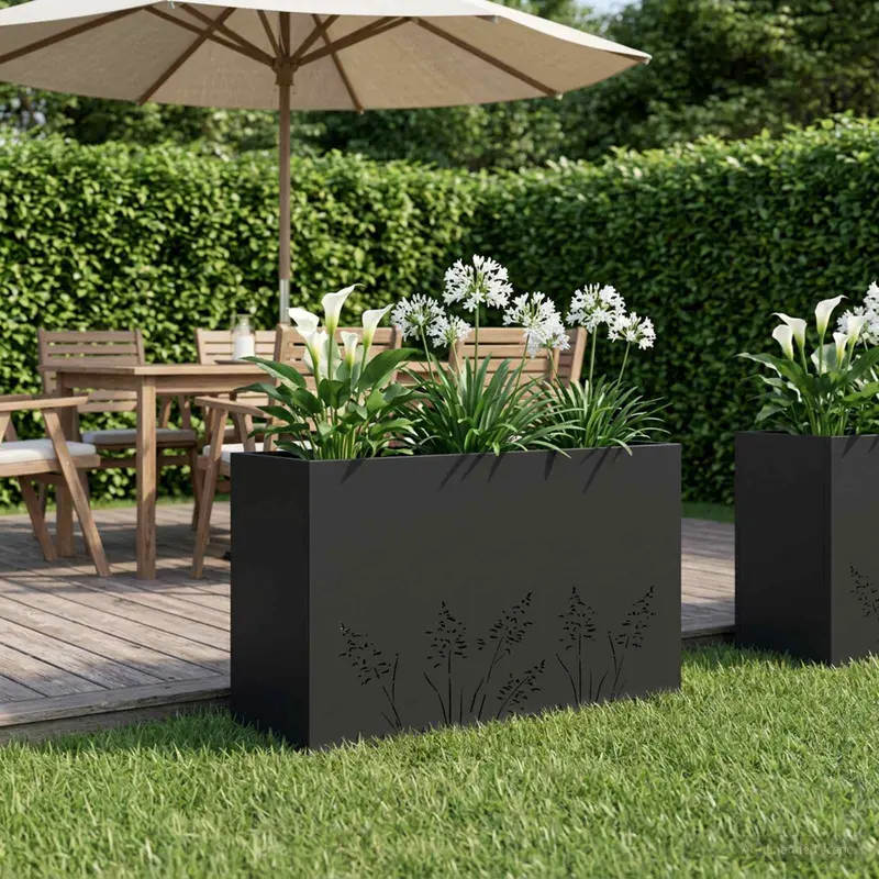 Vidaxl plantenbak zwart 80 x 30 x 49 cm koudgewalst staal