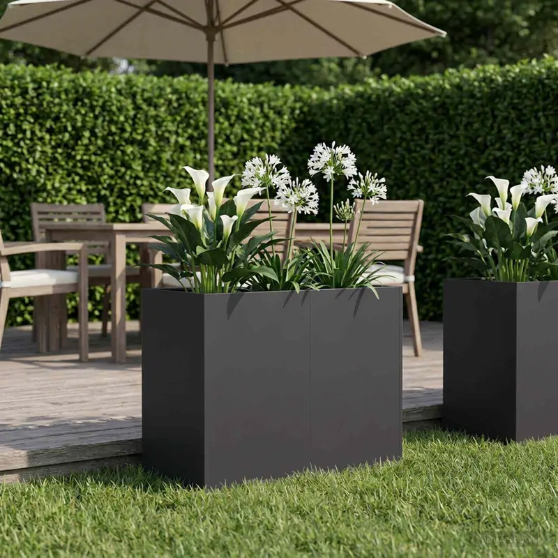 Vidaxl plantenbak zwart 80 x 40 x 60 cm koudgewalst staal
