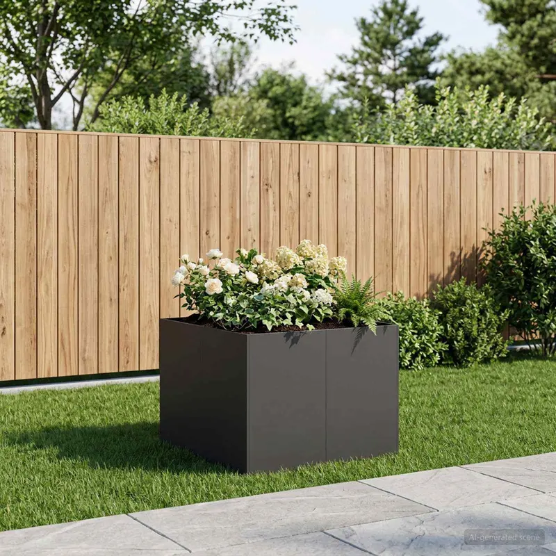 Vidaxl plantenbak zwart 80 x 80 x 60 cm koudgewalst staal