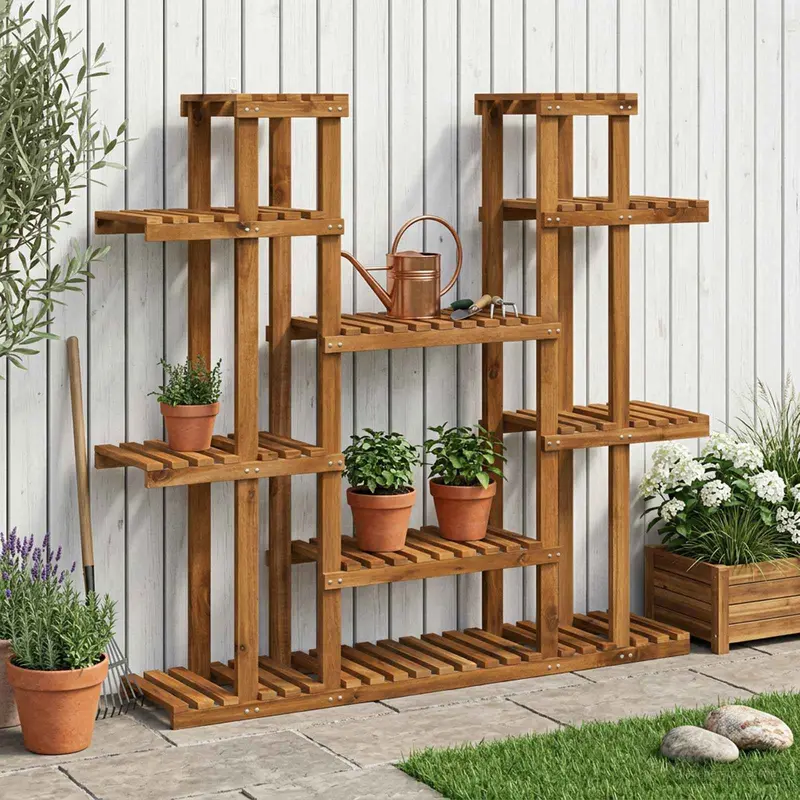 Vidaxl plantenstandaard naturel 123 x 25 x 114,5 cm massief acaciahout