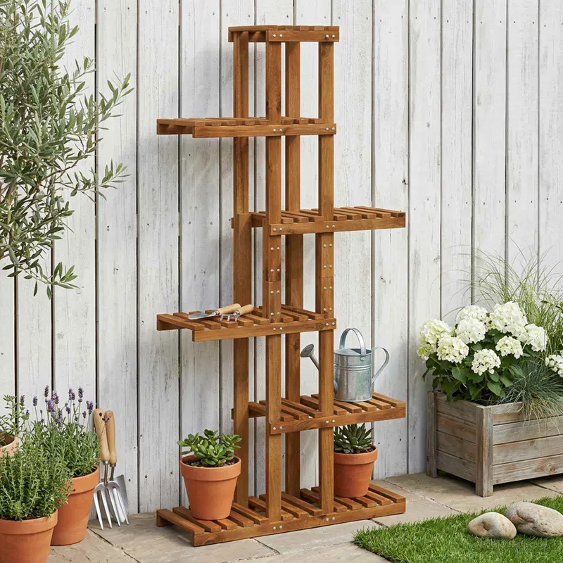 Vidaxl plantenstandaard naturel 68 x 23,5 x 140 cm massief acaciahout