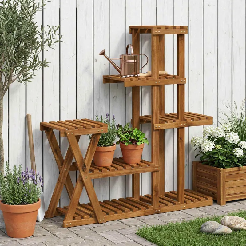 Vidaxl plantenstandaard naturel 95 x 25 x 101,5 cm massief acaciahout