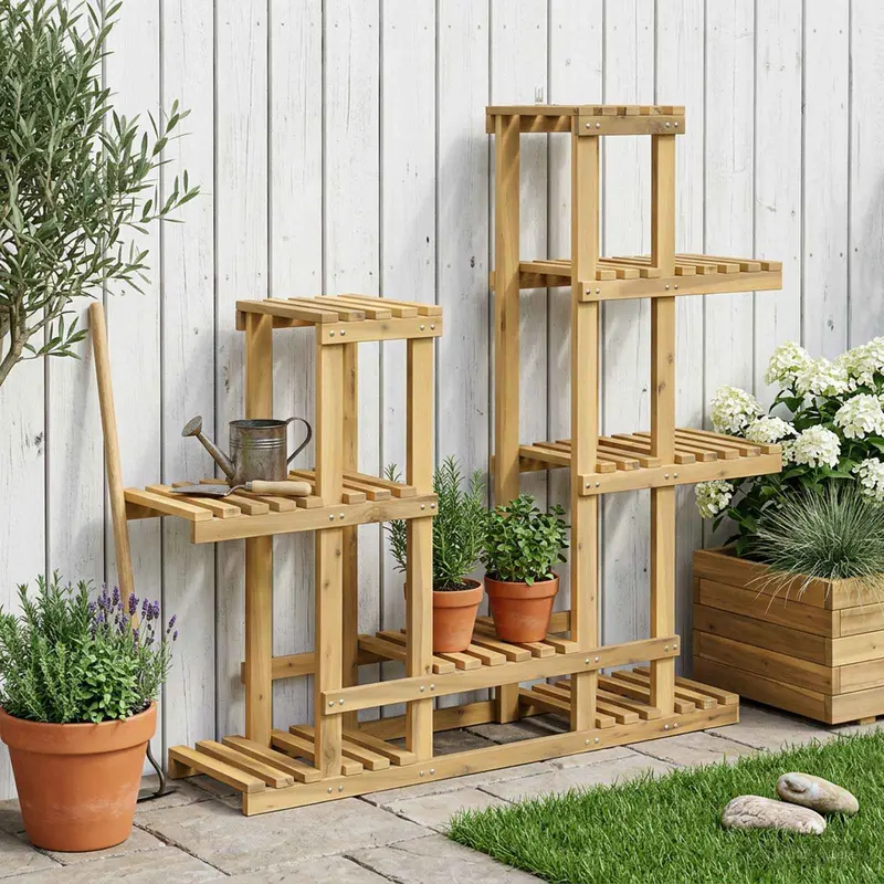 Vidaxl plantenstandaard wit 118 x 25 x 96,5 cm massief acaciahout