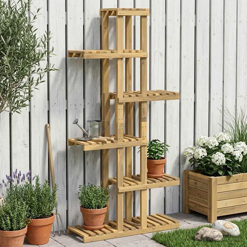 Vidaxl plantenstandaard wit 68 x 23,5 x 140 cm massief acaciahout