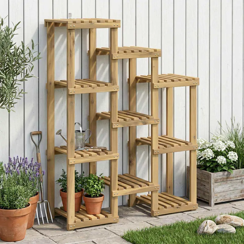 Vidaxl plantenstandaard wit 85 x 30 x 114,5 cm massief acaciahout