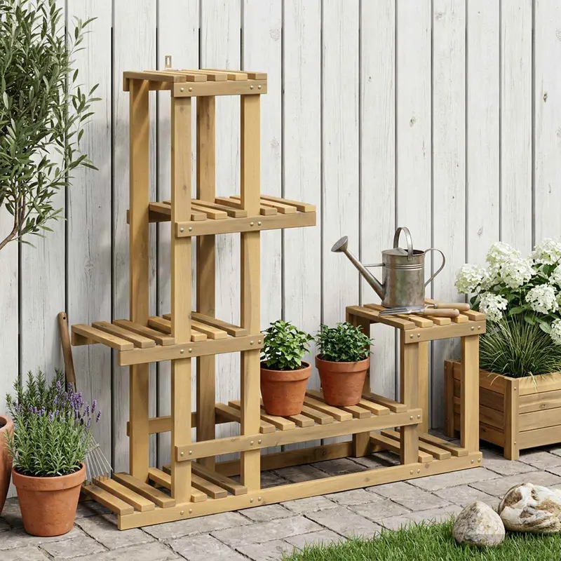 Vidaxl plantenstandaard wit 93,5 x 25 x 91,5 cm massief acaciahout