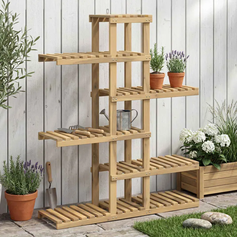 Vidaxl plantenstandaard wit 93 x 25 x 114,5 cm massief acaciahout