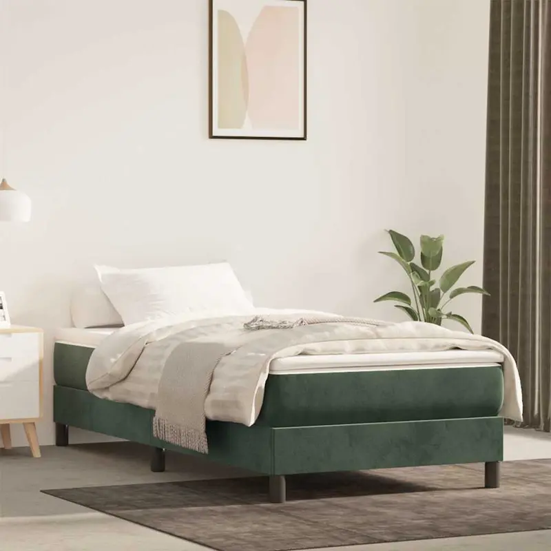 Vidaxl pocketveringmatras medium 90x220x20 cm fluweel donkergroen