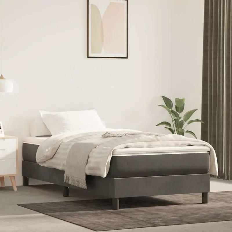 Vidaxl pocketveringmatras medium twin 100x190x20 cm fluweel donkergrijs