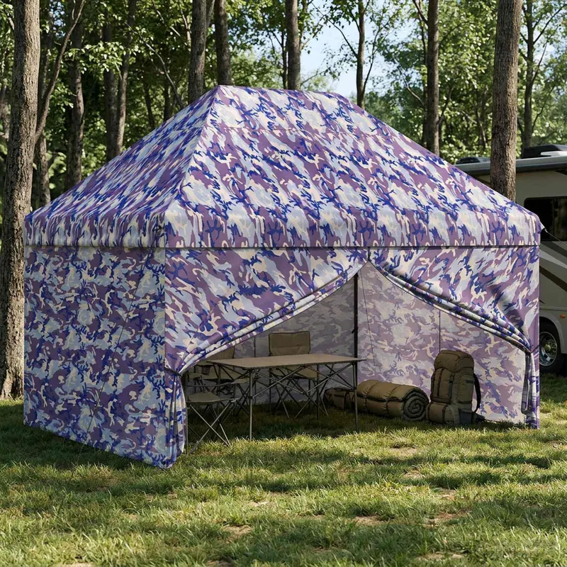 Vidaxl pop-up gazebo met 4 zijwanden 2,95 x 4,1 m blauw camouflage