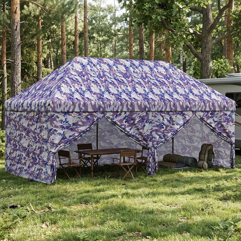 Vidaxl pop-up gazebo met 4 zijwanden 3 x 6 m blauw camouflage