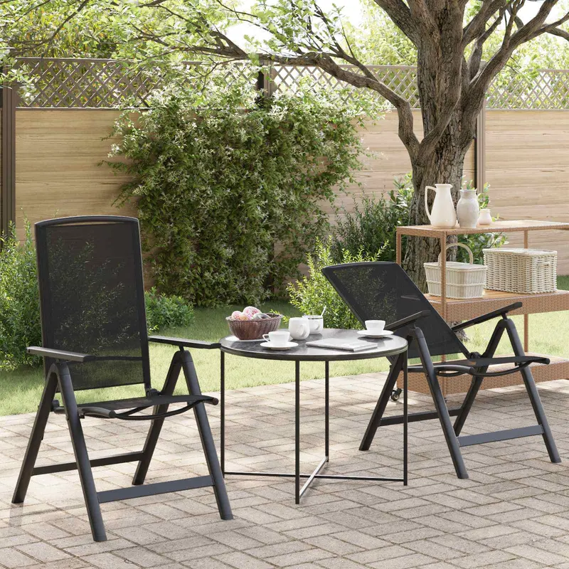 Vidaxl recliner tuinstoelen 2 st zwart textileen