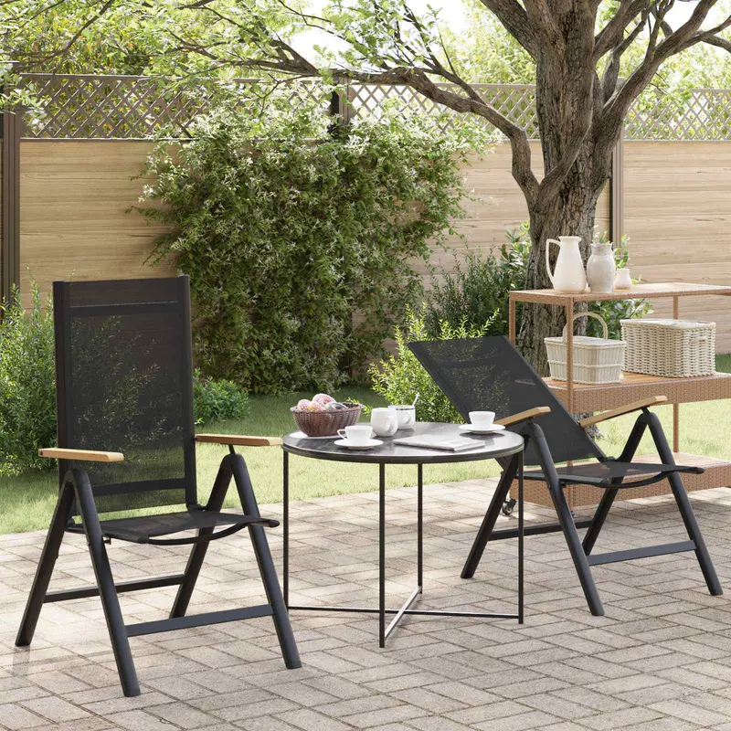 Vidaxl recliner tuinstoelen 2 st zwart textileen