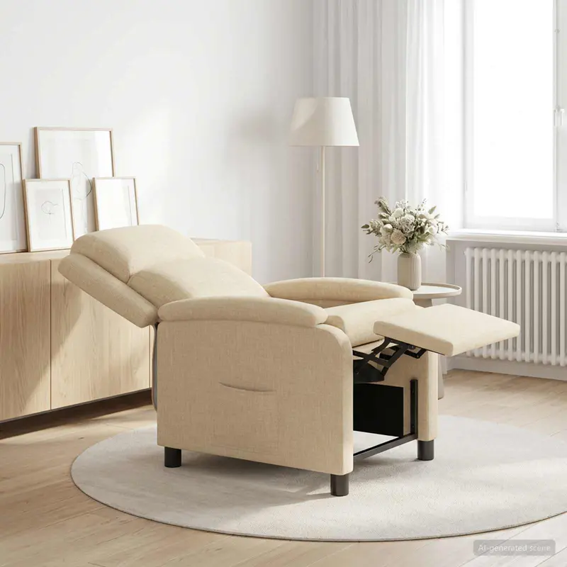 Vidaxl relaxfauteuil crèmekleurig stof