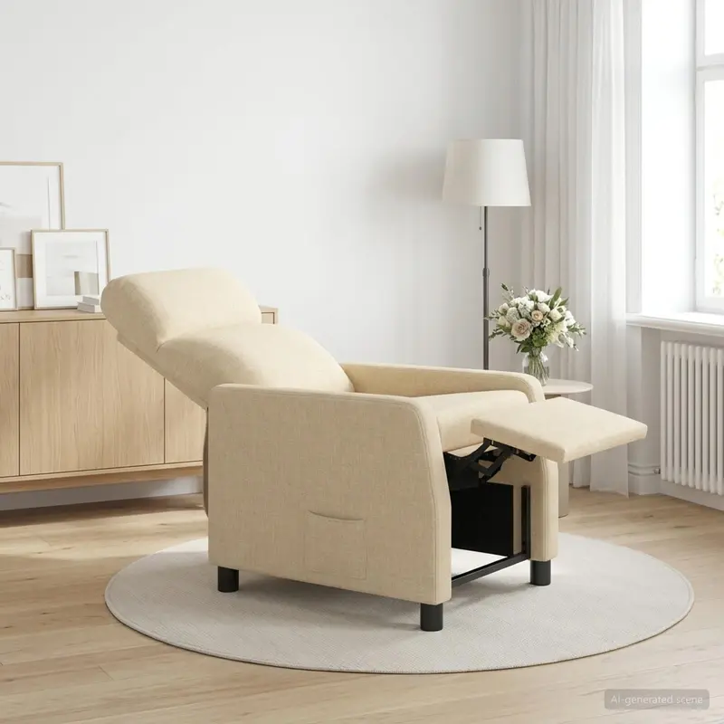 Vidaxl relaxfauteuil crèmekleurig stof