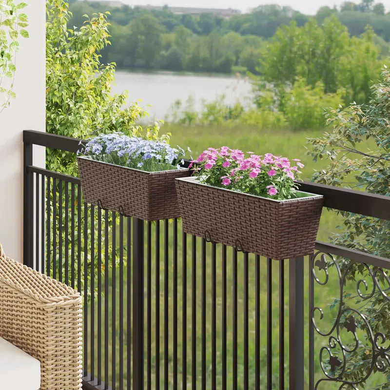 Vidaxl reling 2 st bruin 50 x 17 x 17 cm metaal