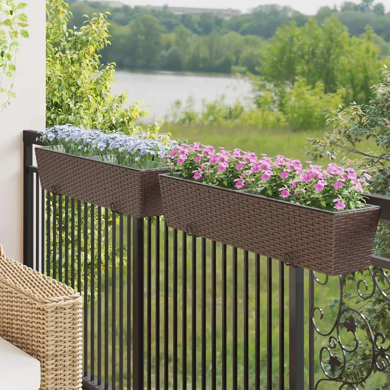 Vidaxl reling 2 st bruin 80 x 17 x 17 cm metaal