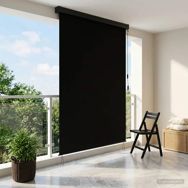 Vidaxl rolgordijn zwart 60 x 250 cm stof en aluminium