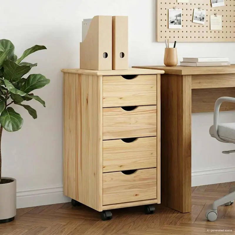 Vidaxl rolling kast 34 x 39 x 65,5 cm massief vurenhout bruin