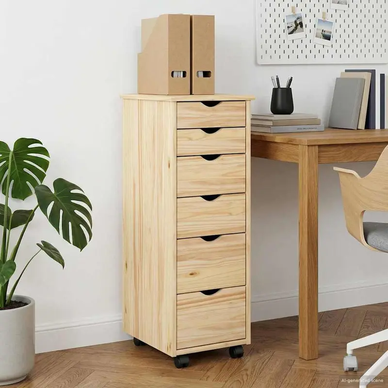 Vidaxl rolling kast 34 x 39 x 93,5 cm massief vurenhout bruin