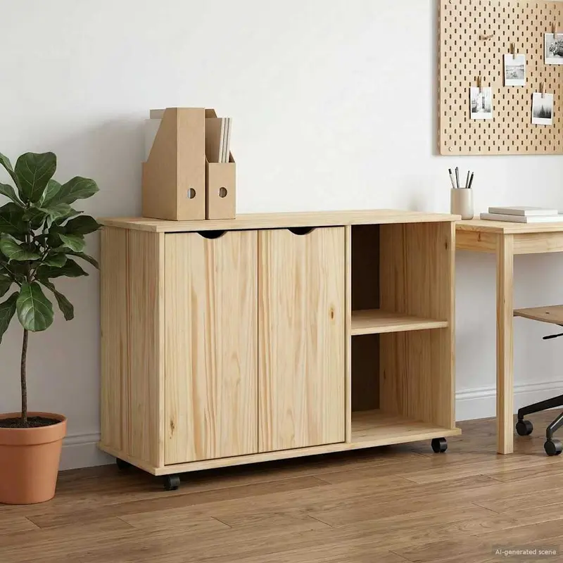 Vidaxl rolling kast bruin 100 x 39 x 65,5 cm massief vurenhout