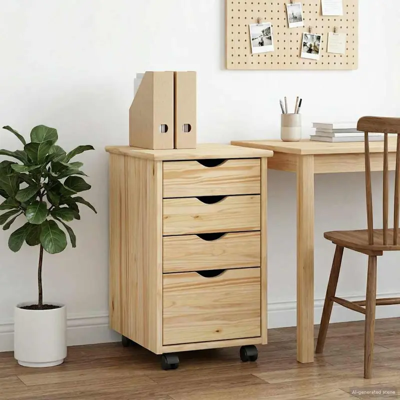 Vidaxl rolling kast met wiel bruin 34 x 39 x 56 cm massief grenenhout