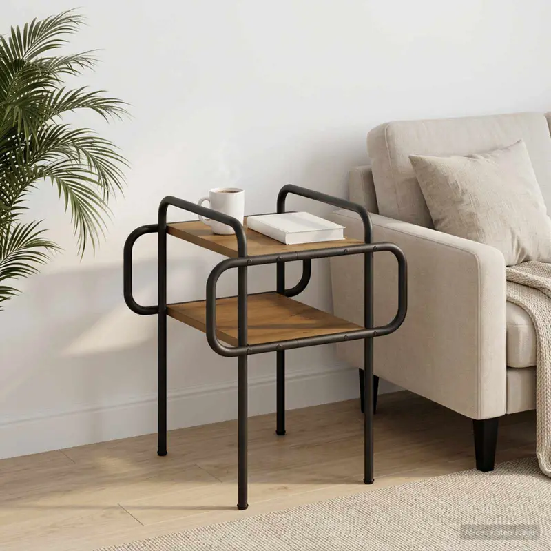Vidaxl salontafel artisanaal eiken 40 x 40 x 51 cm bewerkt hout