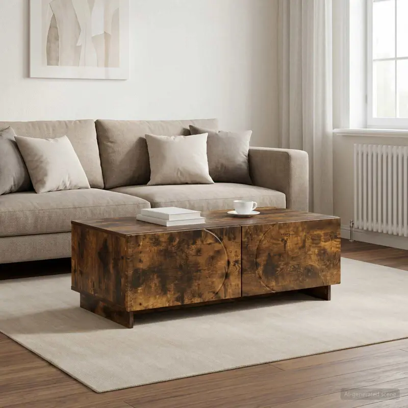 Vidaxl salontafel gerookt eiken 102 x 50,5 x 35 cm bewerkt hout