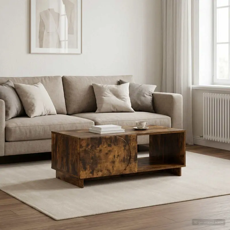 Vidaxl salontafel gerookt eiken 95 x 50,5 x 35 cm bewerkt hout
