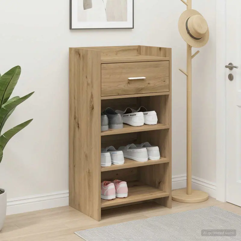Vidaxl schoenenkast 48 x 36 x 92 cm bewerkt hout artisanaal eiken
