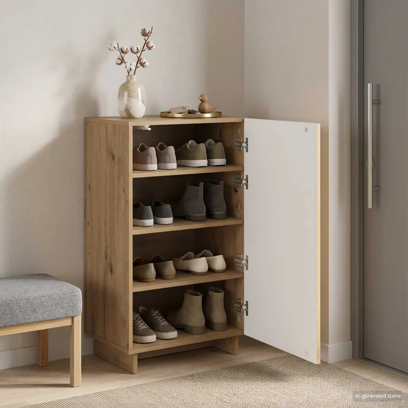 Vidaxl schoenenkast 48 x 38 x 87,5 cm bewerkt hout artisanaal eiken