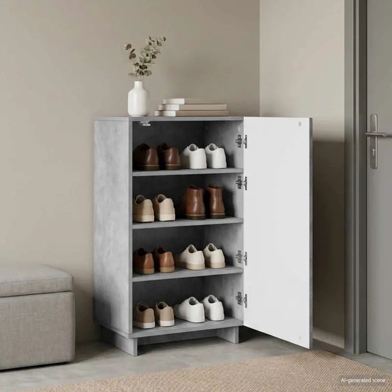 Vidaxl schoenenkast 48 x 38 x 87,5 cm bewerkt hout betongrijs