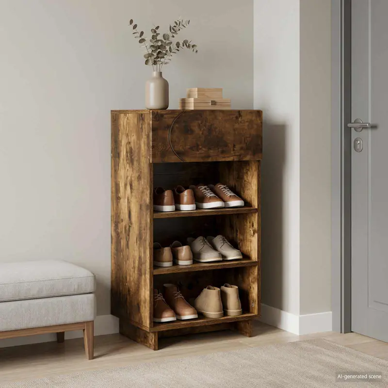 Vidaxl schoenenkast 48 x 38 x 87,5 cm bewerkt hout gerookt eiken