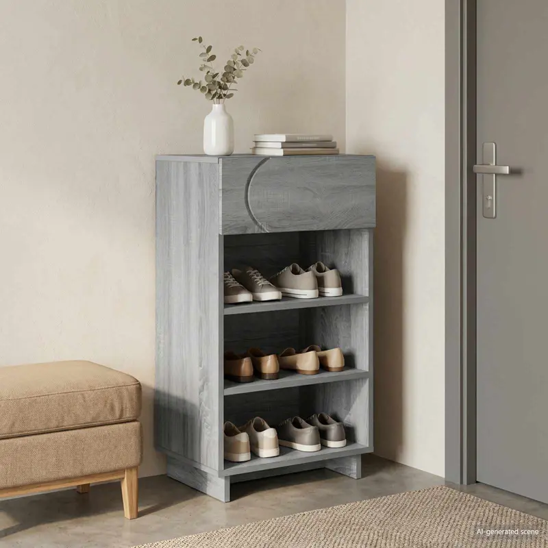 Vidaxl schoenenkast 48 x 38 x 87,5 cm bewerkt hout grijs sonoma