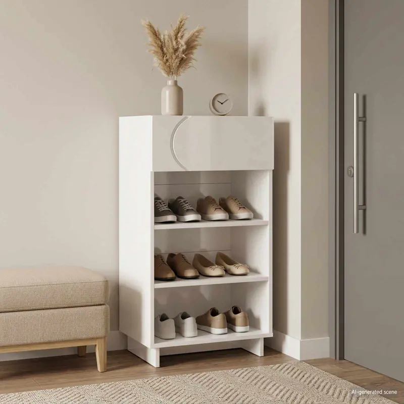 Vidaxl schoenenkast 48 x 38 x 87,5 cm bewerkt hout hoogglans wit
