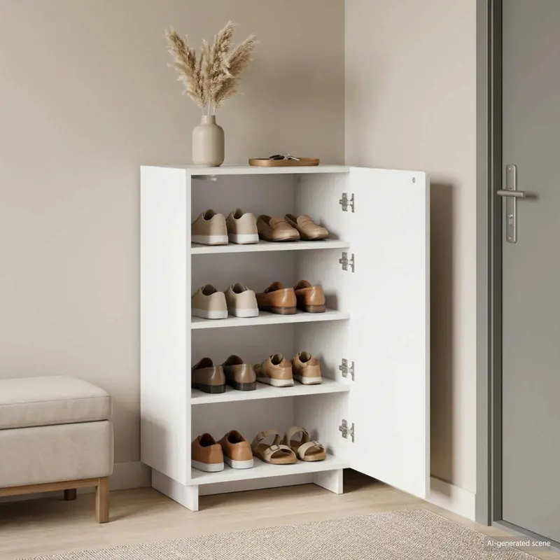 Vidaxl schoenenkast 48 x 38 x 87,5 cm bewerkt hout hoogglans wit
